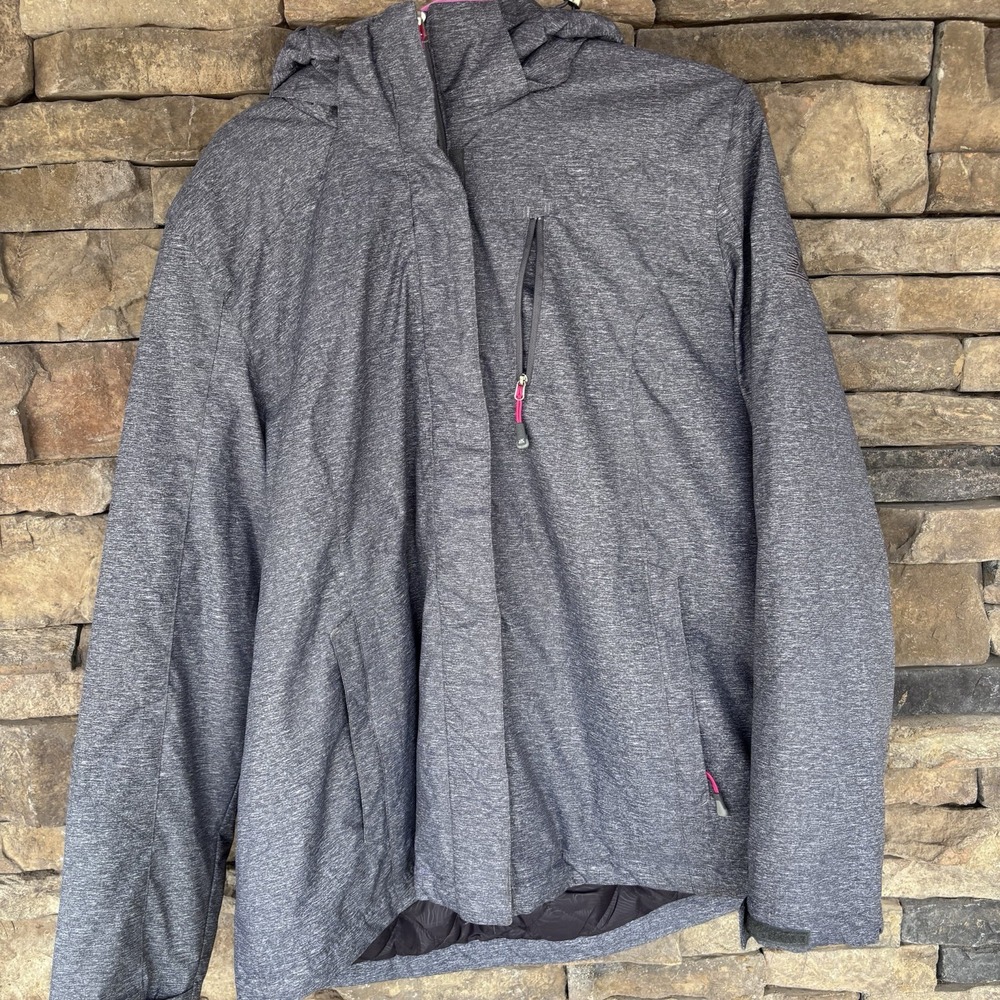 JACKET Woman Sz XL by Zeroxposur Gray/Pink Inside Quilted 3 Zip Pockets WARM!